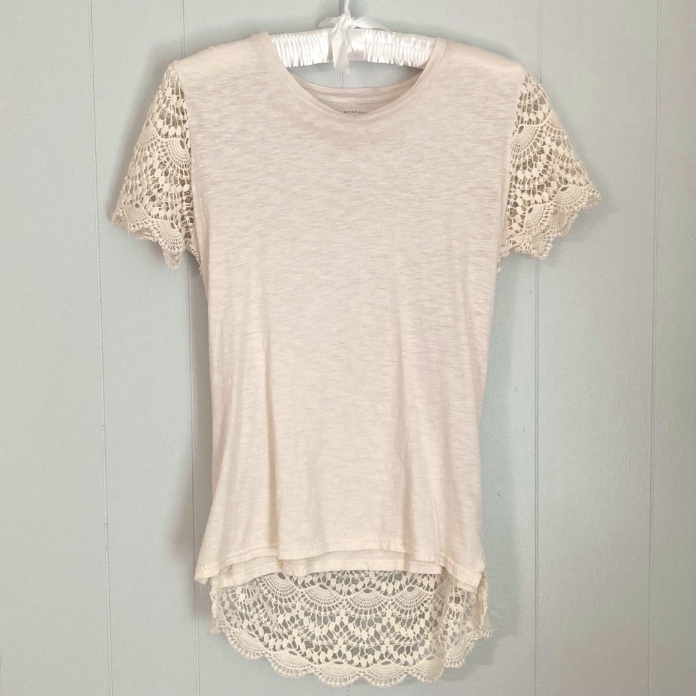 Bass Tee with Crocheted Back and Sleeves size small